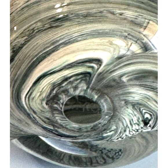 Teign Valley Glass Snail Paperweight Clear Black White Swirl Art Glass Signed - Picture 7 of 7